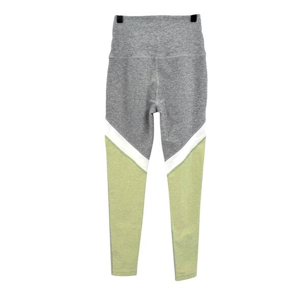 Beyond Yoga Tri-Panel Gray & Green High Waist Full Length Athleisure Leggings - Picture 3 of 7